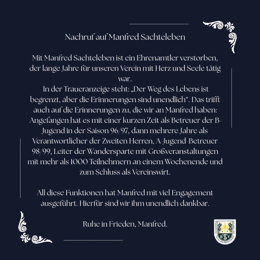 Nachruf auf Manfred Sachteleben